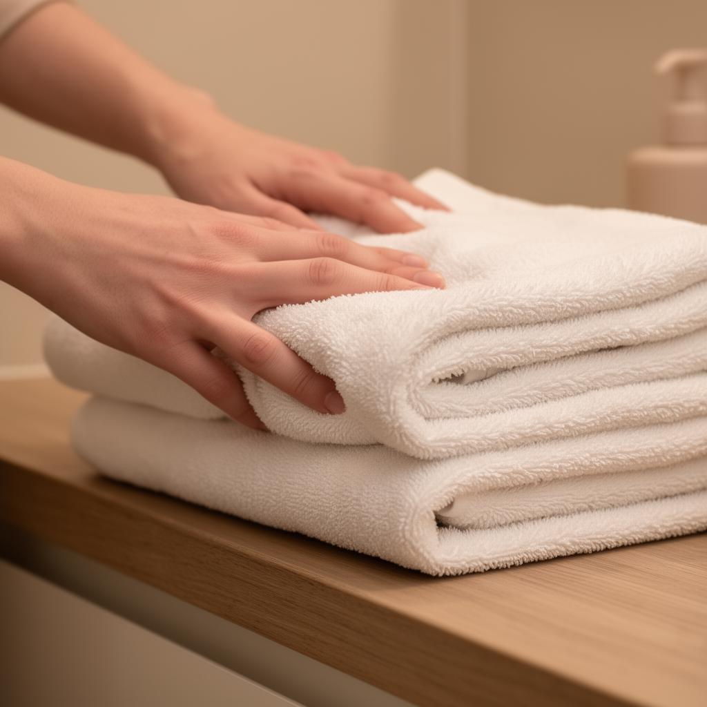 Folded white towels
